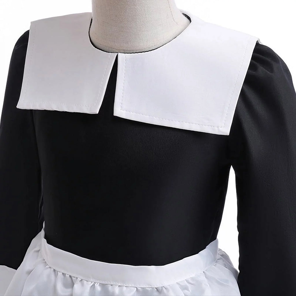 Cosplay Outfit Girls Dress Sleeve Wig TV Addams Long Skirt Clothes 2022 with Hkiytime Kids Dress Series Halloween Wednesday