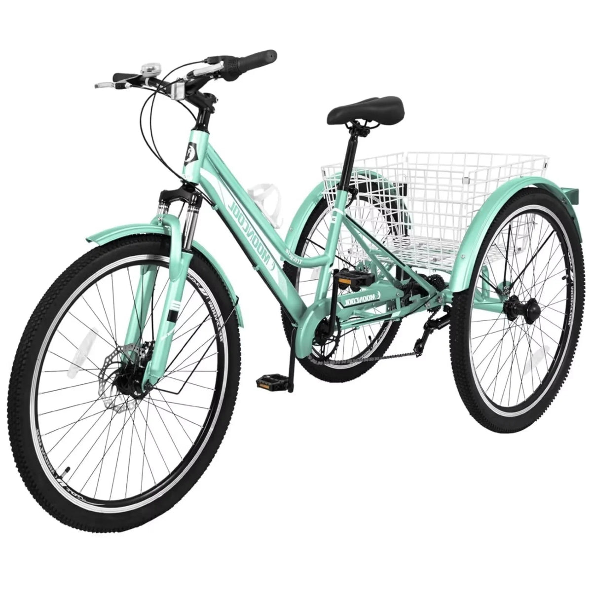 Tricycles, 3-Wheeled Shopping, and Heavy Bike Trikes Recreation w/Spacious Exercise, Rides, 24"/26"/27.5" MOPHOTO Adults 7-Speed Basket for Mountain Adventurous Duty