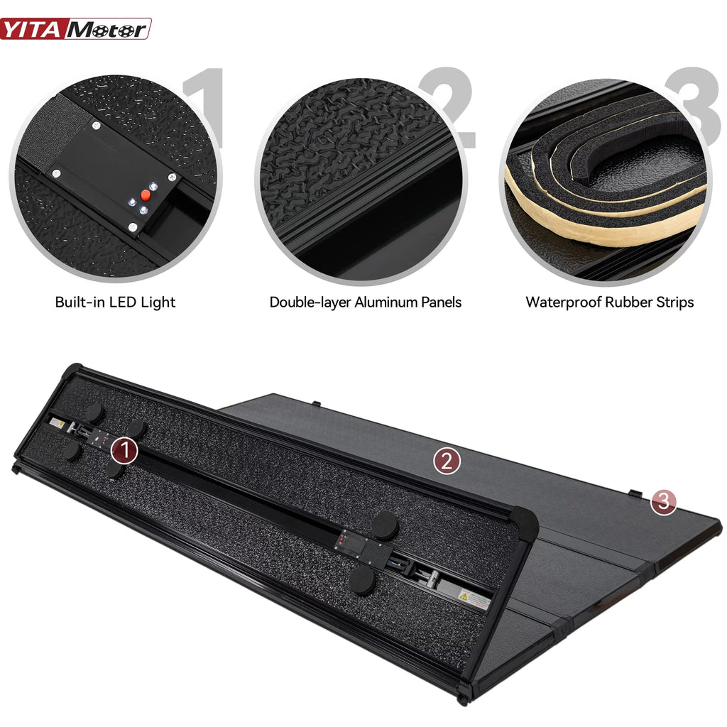 Cover 1500 Tonneau Quad-Fold 3500 Dodge for 2002-2023 96.3" Ram 8 ft Bed Ledkingdomus Soft 2500