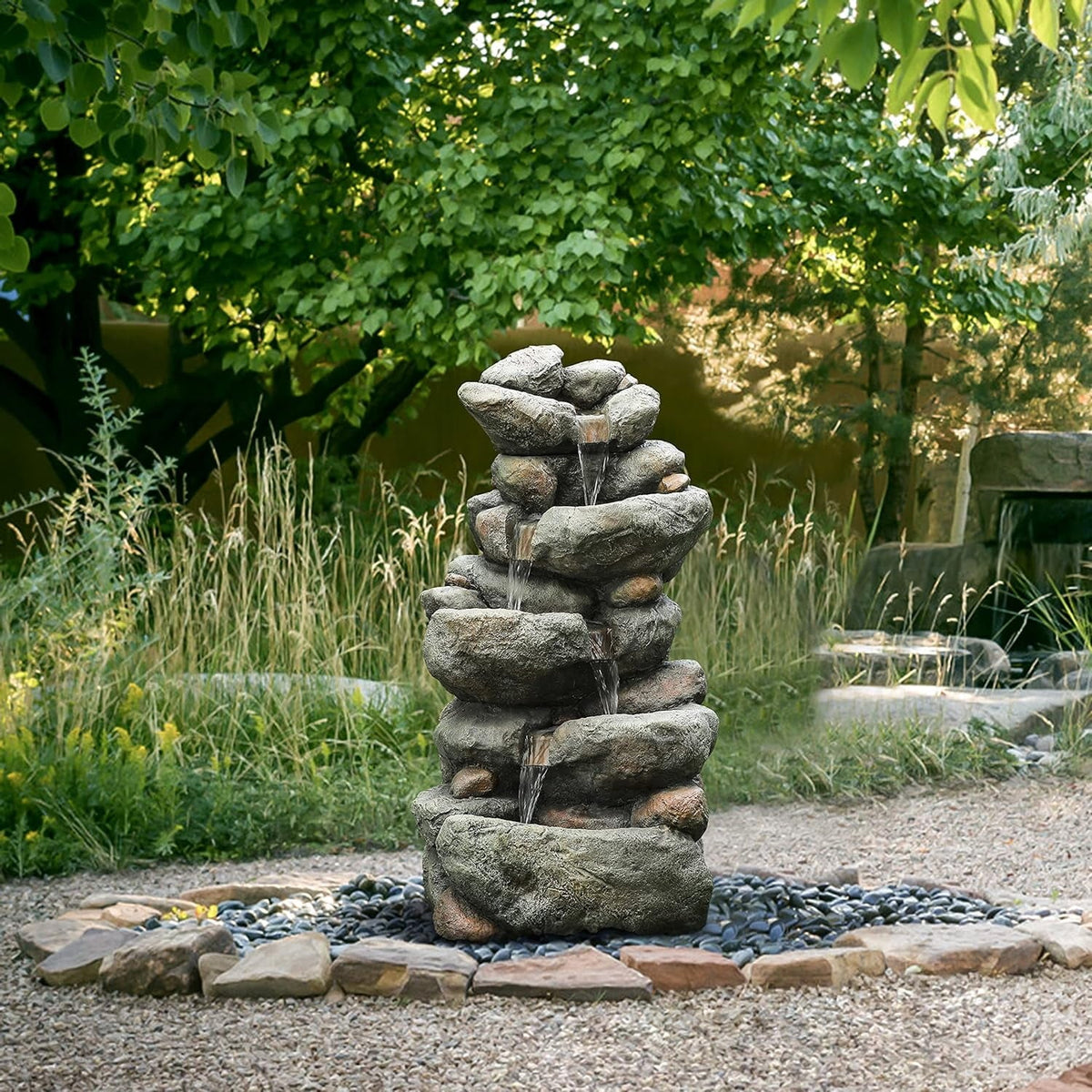 Fountain Garden Courtyard Outdoor Cascading Rock Floor For 4 Fountain Fountain, Waterfall Layer Backyard Decorative Resin Stacked