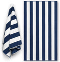 Cotton style Large & Hotel Yarn 40 Classic Stripe Towel Luxury 1) Prime Beach Yacht Resort Dyed Cabana x Terry Soft 72 Pool inch (Navy, 100% Double Extra