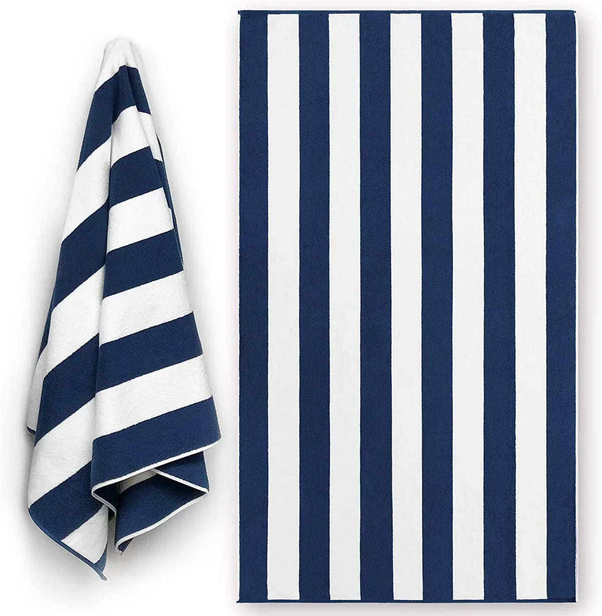 Cotton style Large & Hotel Yarn 40 Classic Stripe Towel Luxury 1) Prime Beach Yacht Resort Dyed Cabana x Terry Soft 72 Pool inch (Navy, 100% Double Extra