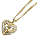 Gold Necklace Women's Dior Rhinestone Christian CD Pre-Owned Plated Heart (Good) Dior