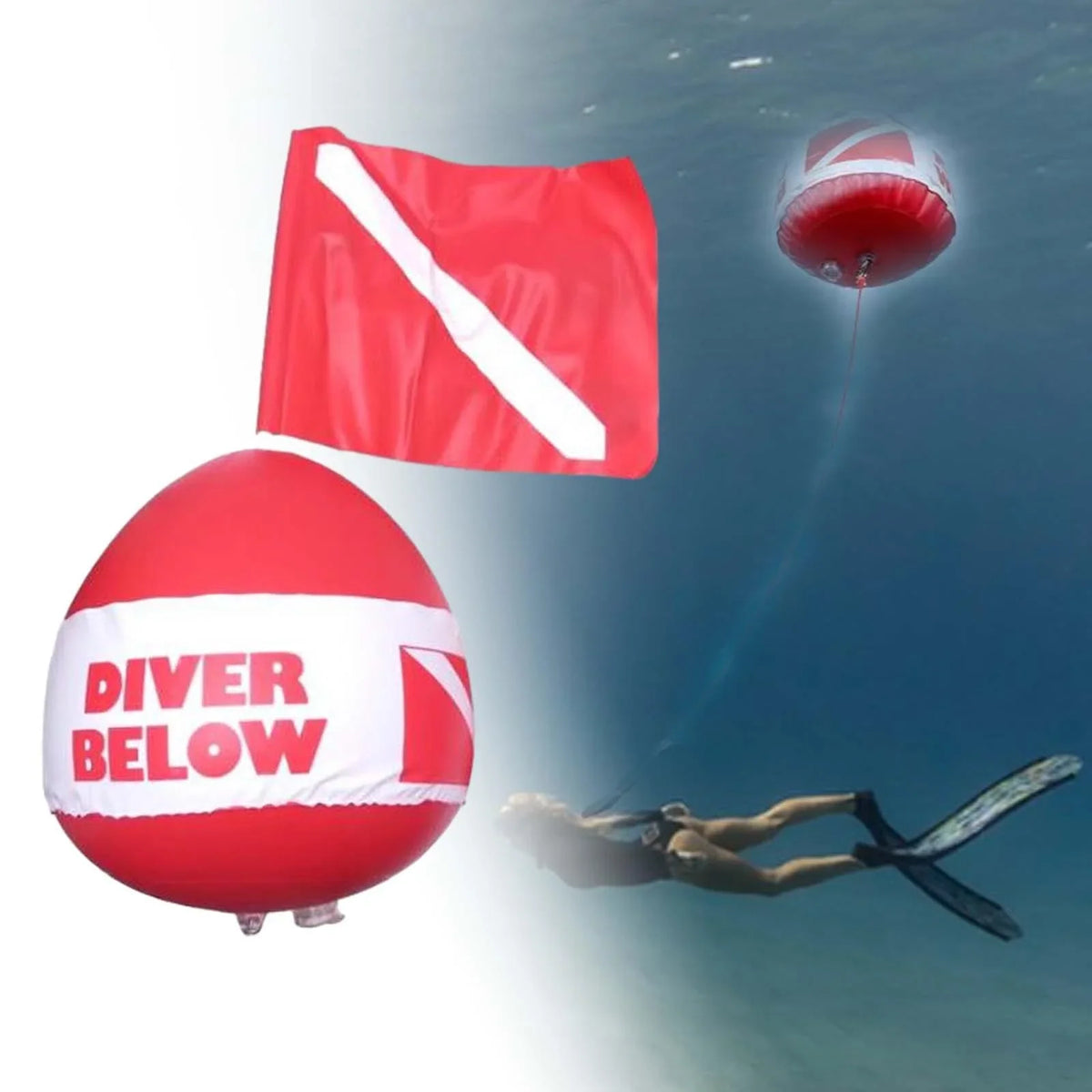Surface with Diving yotijar for Dive Float Snorkeling Signaling Beach Ball Flag Buoy