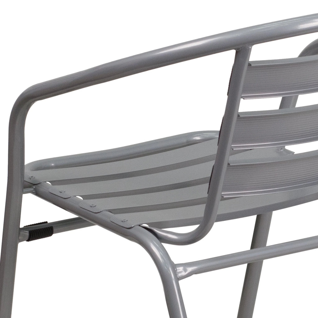 Slats Stack Restaurant Pack Chair Flash Metal Silver Aluminum 4 with Furniture