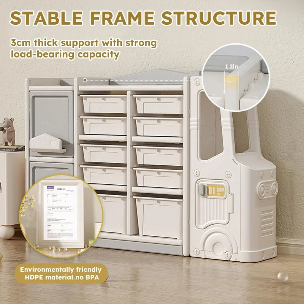 Cabinet Toy Organizer Cab Bookshelf and Box and Organizer Boxes Bedroom (10 Multi-Functional Organizer Children's + RUNFAYBIU 2 and Playroom Nursery. Toy Pull-Out Closed for Drawer