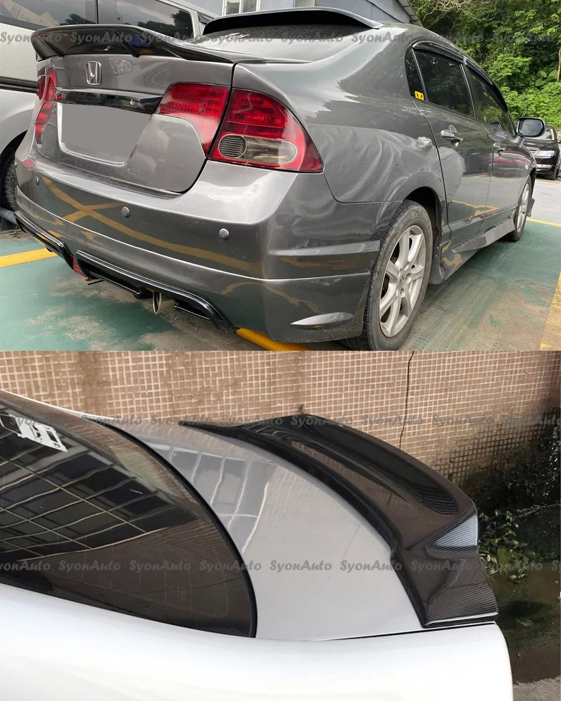 HONDA TRUNK 2006-2011 SEDAN SPOILER STYLE GLOSSY HIGHKICK RS WING CIVIC BLACK FITS