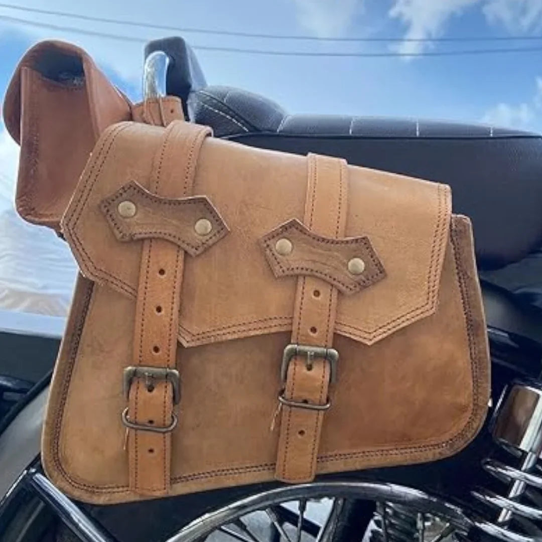 Rustic Saddle Leather Side Bag Brown Bike SAINTSTAG