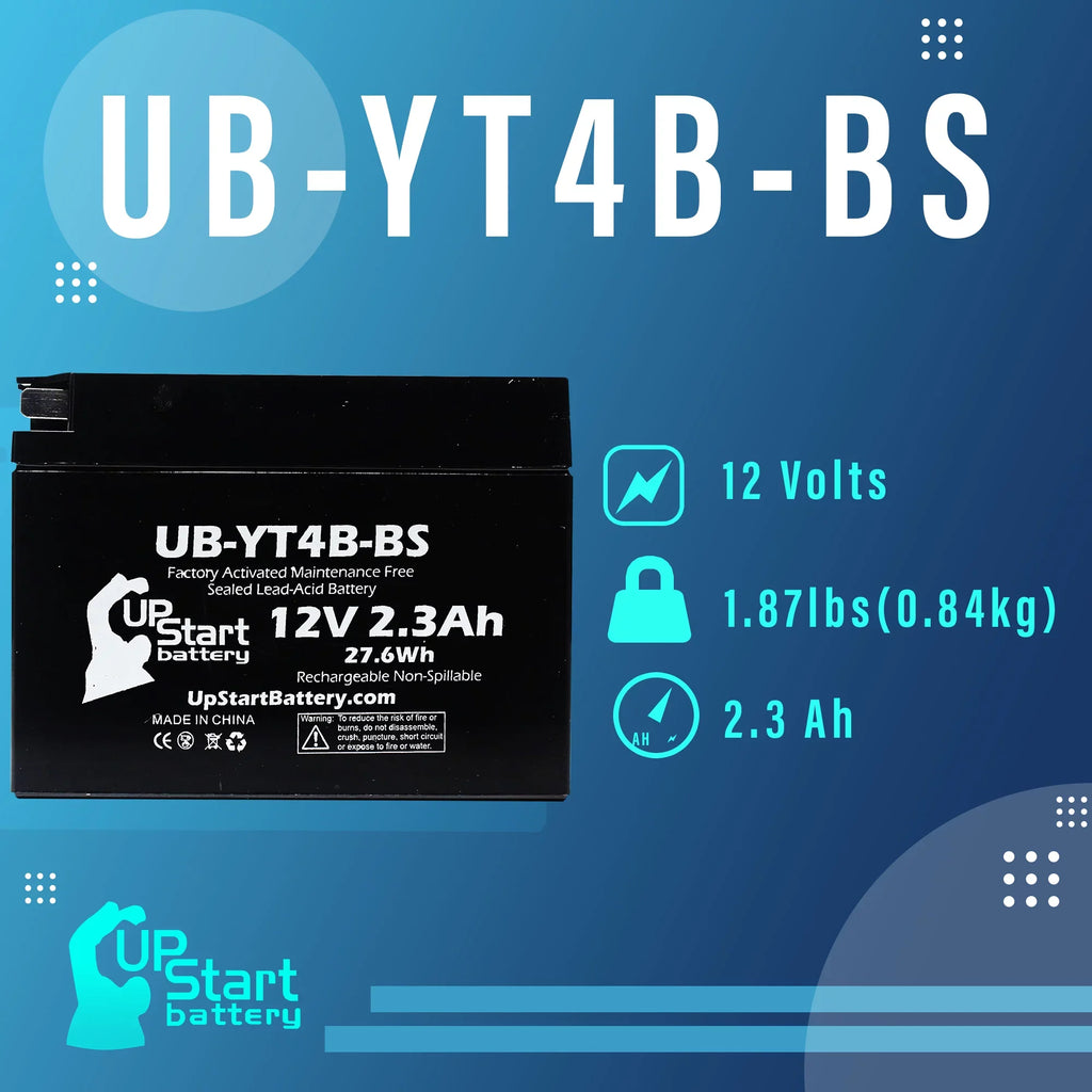 Yamaha UB-YT4B-BS - for Maintenance 400CC Motorcycle Battery Free, SR400 3-Pack 2.3Ah, Battery Factory 12V, UpStart Activated, 2006 Replacement