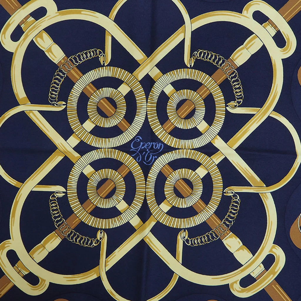 Black Spur 90 Scarf Hermes d'or Pellier Carre Eperon Pre-Owned x Yellow HERMES H.d'ORiGNY Muffler (Good) Golden