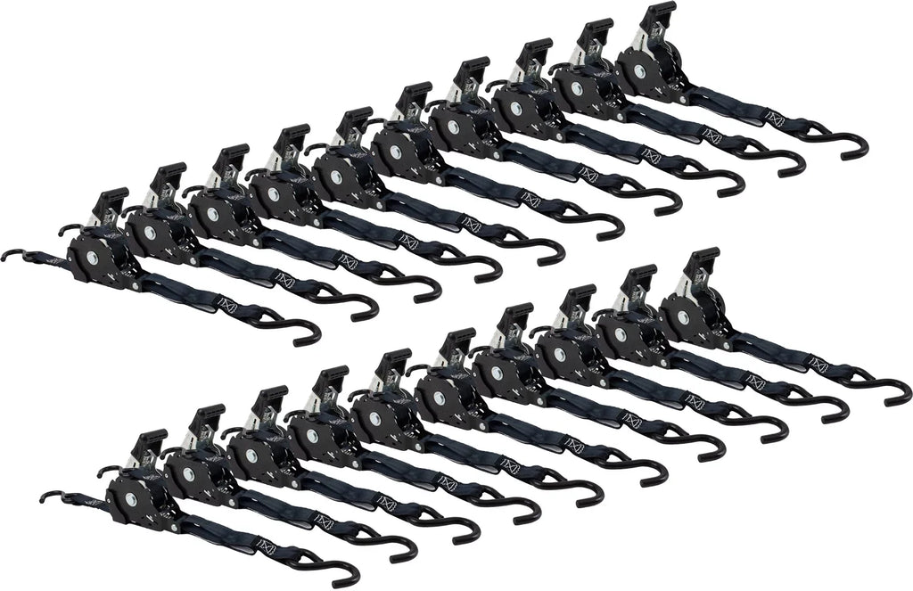 '- NO-RATCHETING Retractable x 12' with Coated Bikes: Tight Straps Straps Tie-Down Ratchet Motorcycles, for Ratchet 1" Pack Tiedowns Pickup & 20 | Retract Auto ATVs, Secure Hook Trailer S