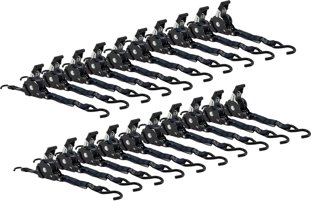 '- NO-RATCHETING Retractable x 12' with Coated Bikes: Tight Straps Straps Tie-Down Ratchet Motorcycles, for Ratchet 1" Pack Tiedowns Pickup & 20 | Retract Auto ATVs, Secure Hook Trailer S