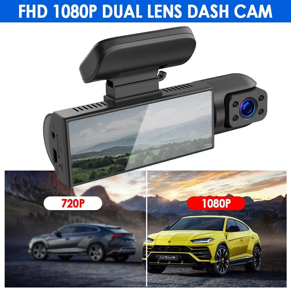 w/ JahyShow Camera Cam Car G-Sensor DVR Front 1080P Dash Recorder Lens Video Dual Inside