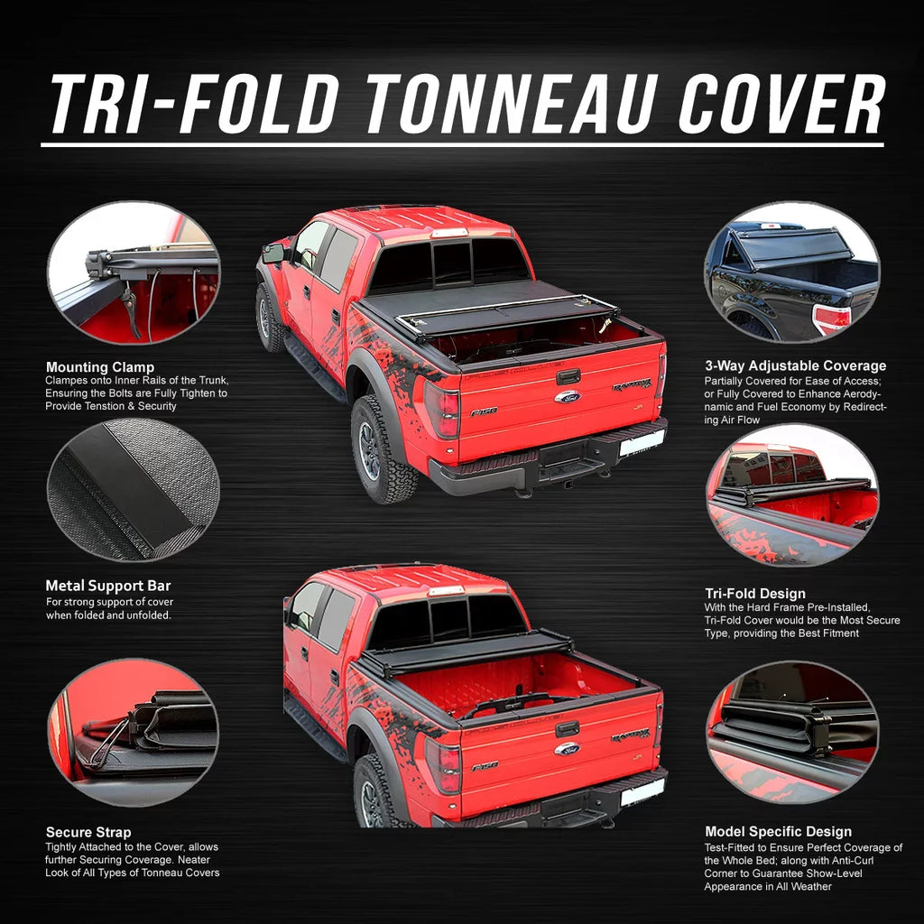 Tonneau to 5.7' 2021 2009 -Fold Trunk Fleetside Tri Truck Top Soft Cover TTC-TRISOFT-018 1500 For Bed Motoring DNA Ram Adjustable
