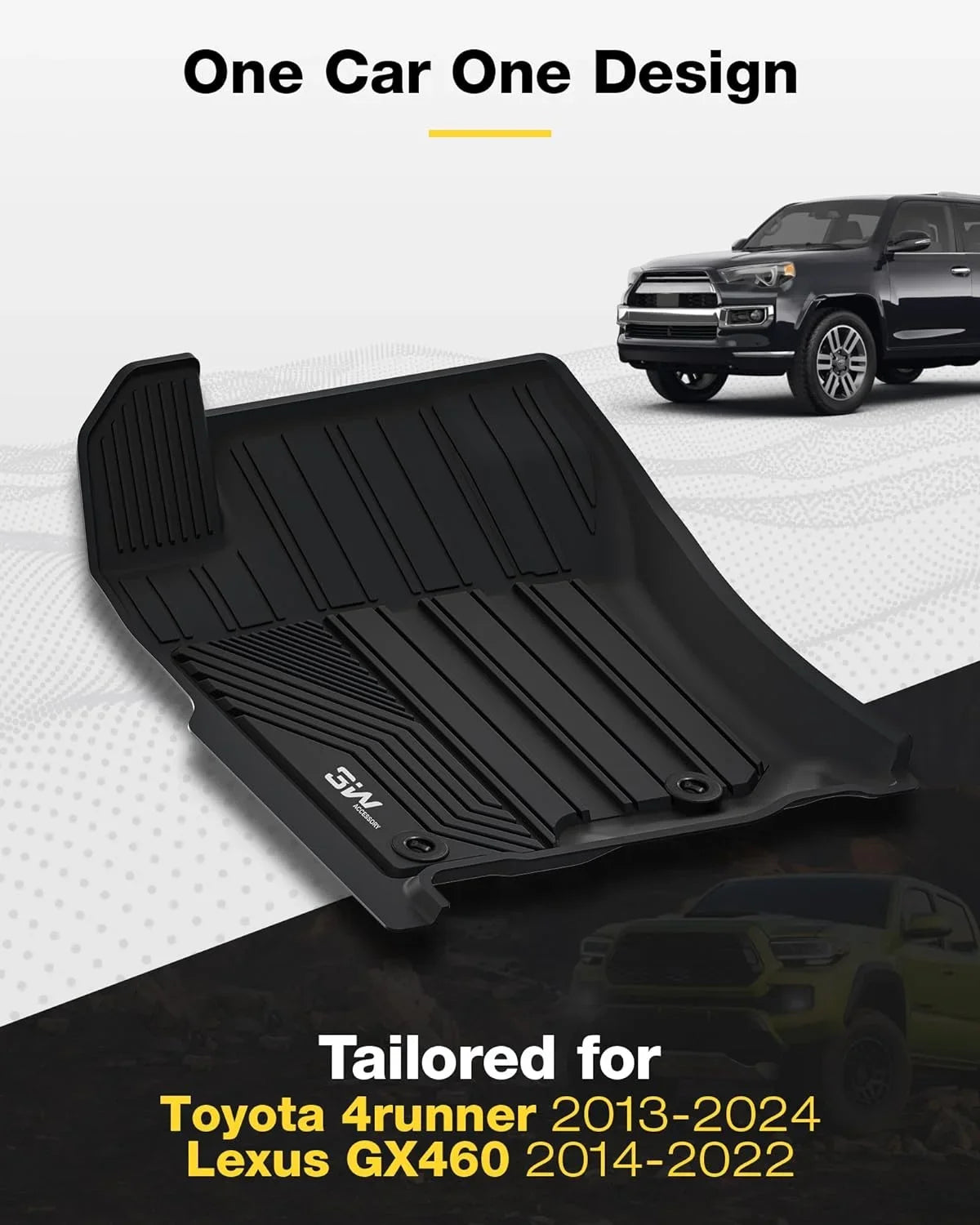 Mats Row Toyota for Black Mats Full GX460) 5 Fit Car Floor Liners 4Runner Liner Set and Cargo & 1st Fit 2nd Mat 4Runner Floor 2013-2024/Lexus 2014-2022 Trunk Seat For Custom GX460 & & 3W