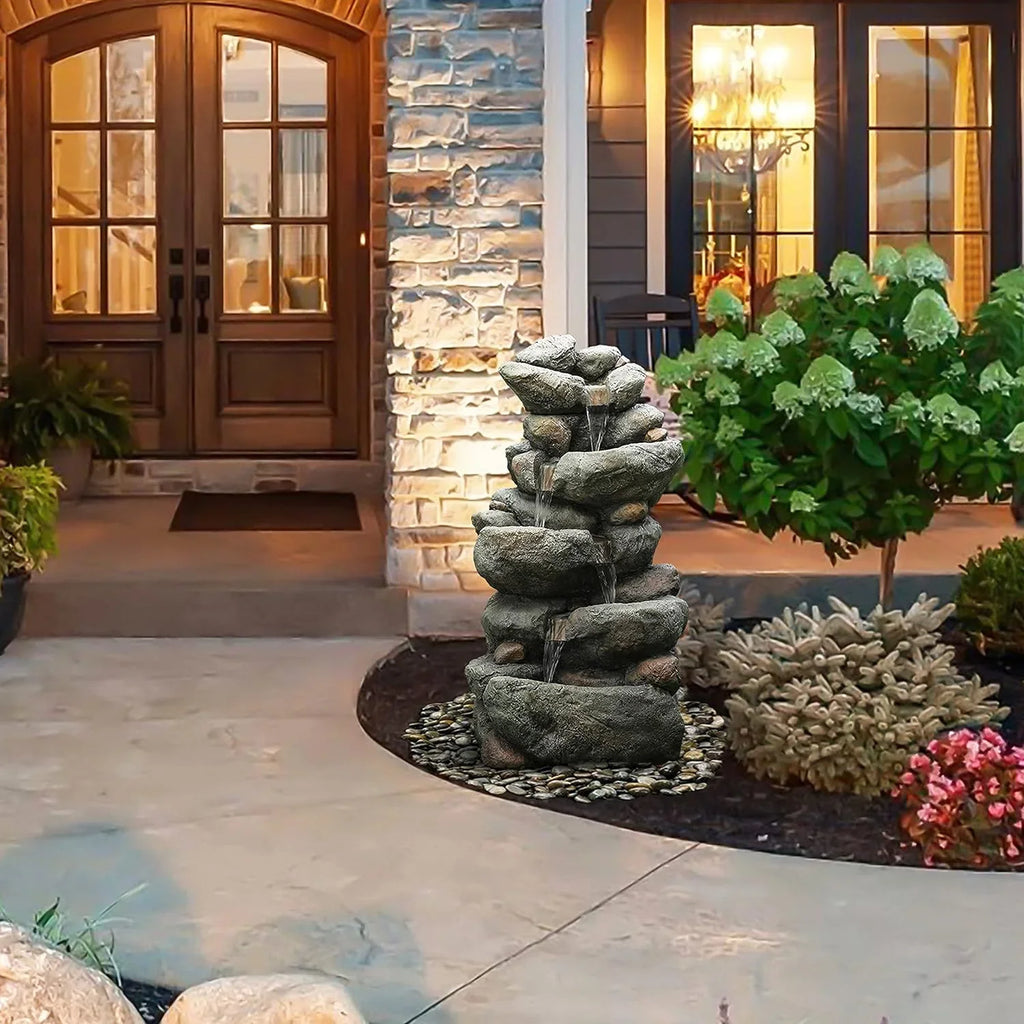 Fountain Garden Courtyard Outdoor Cascading Rock Floor For 4 Fountain Fountain, Waterfall Layer Backyard Decorative Resin Stacked