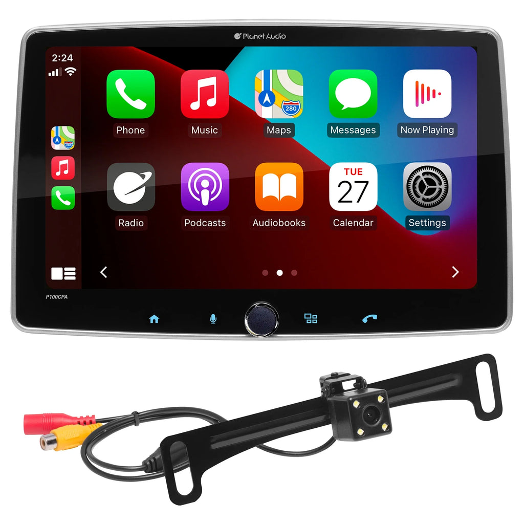 Camera Stereo AM/FM No Din, Auto, Bluetooth, Android CD Apple Backup - Touchscreen, Inch Radio Single CarPlay, Car Receiver, P100CPAC DVD Audio Planet Player, 10.1