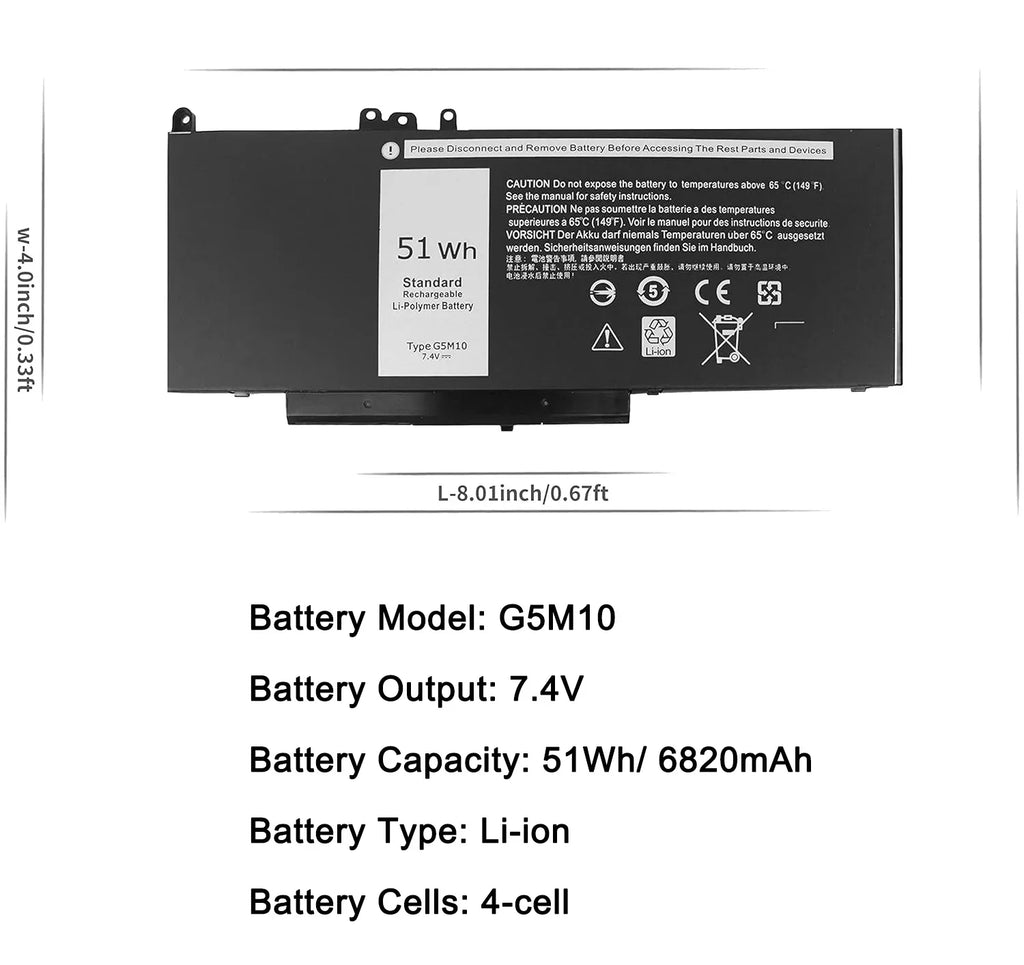 Series 5250 WYJC2 3150 G5M10 5550 E5250 PF59Y R9XM9 8V5GX 451-BBLL E5550 Notebook 3550 1KY05 08V5GX 5XFWC 0WYJC2 Laptop Battery 5450 Dell for VMKXM 3160 451-BBLK Latitude 451-BBLN E5450 TXF9M 51WH