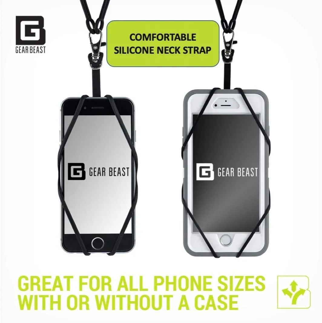 Neck Beast Smartphones, Pocket Silicone Cell Most Strap Arcadia Phone Neck Holder Universal Phone - Compatible w/Card Gear and with Lanyard -