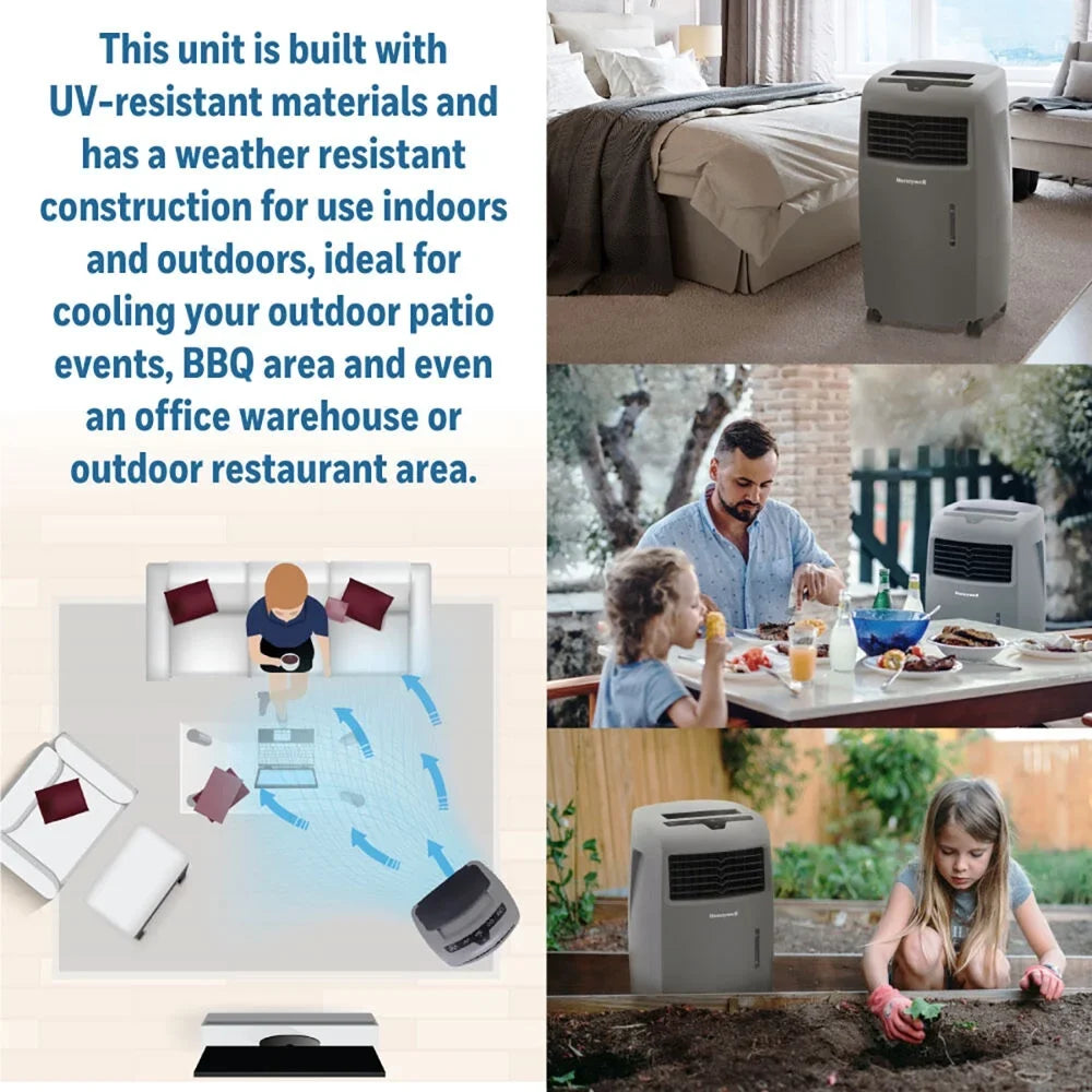 Fan Control, Compartment Ice Cooler & Outdoor & Remote CO25AE, Evaporative Gray Portable 500-694CFM with Indoor Honeywell Humidifier,