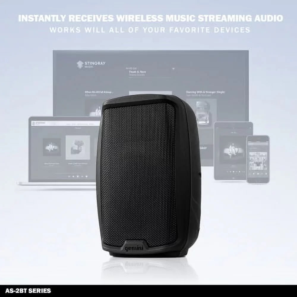 Gemini AS-2112BT Watts Bluetooth XLR Inch RCA Pro Speaker 1500 New 12" Active PA Sound System DJ