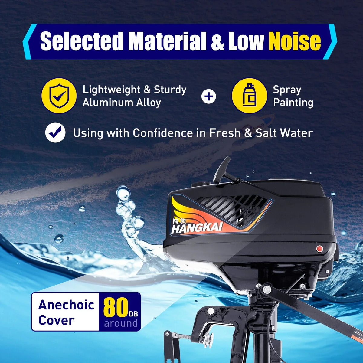 Boat HANGKAI Motor Cooling CDI 2 90cm/35.4in Fishing Outboard 3.6 Outboard Water Engine Boat Motor Stroke HP