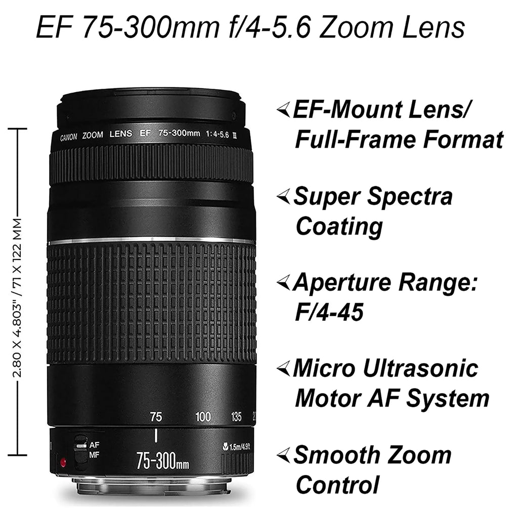 '+ IV ZeeTech with SanDisk Accessory Pack 75-300mm 24-105mm 5D + + Backpack Mark Canon DSLR Bundle Camera 128GB EOS Lens 2 +