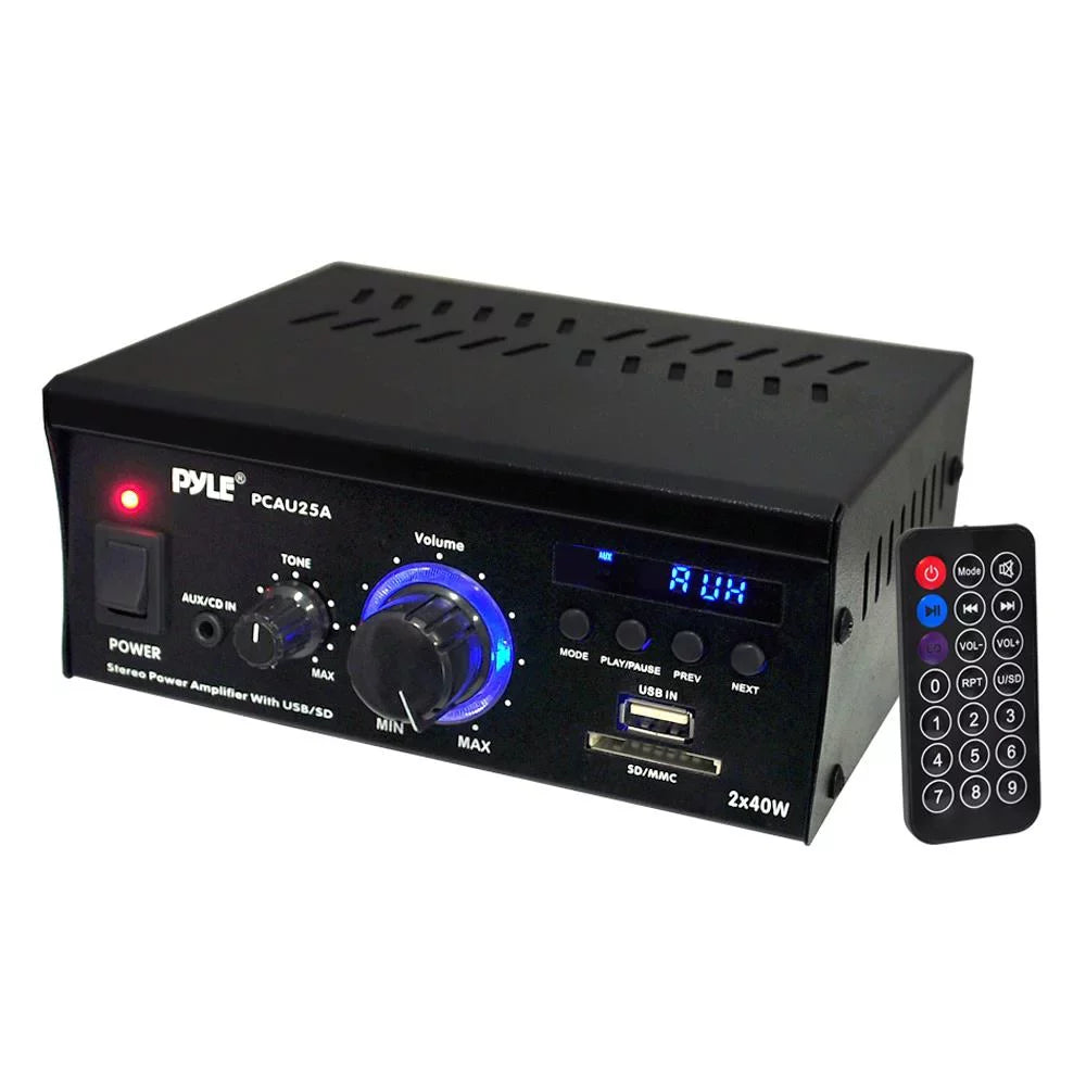 Receiver Audio Display, Speaker LED Readers 18 Inputs Enrock AWG USB/SD 100 & Gauge Wire Cable Feet Amplifier PCAU25A with CD Pyle AUX
