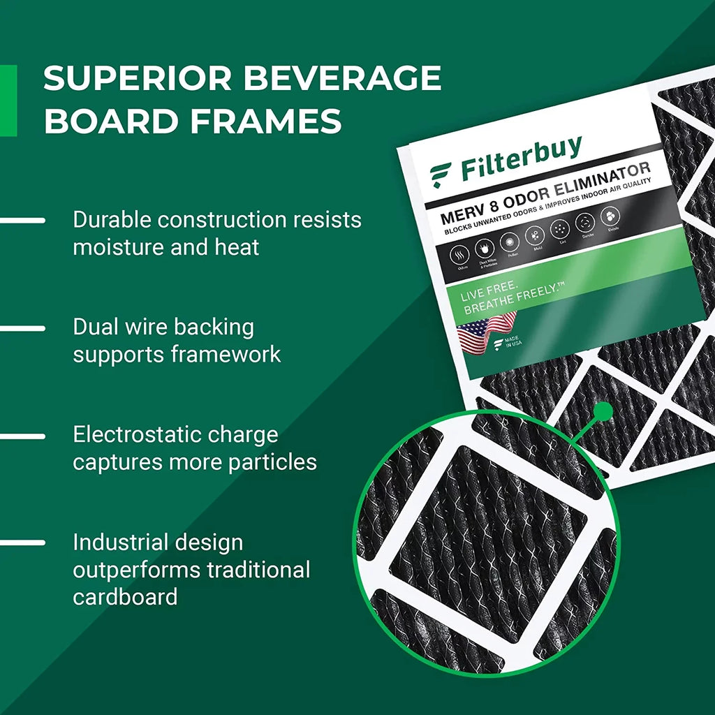 Filters with Eliminator AC Filterbuy 8 MERV Pleated Air Odor (5-Pack) Activated Carbon Furnace HVAC 16x30x1