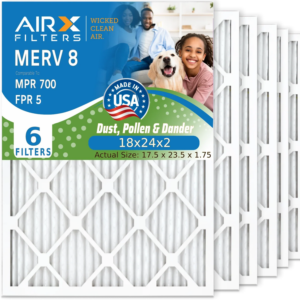 Filters 18x24x2 FPR AC Made AIR. 18x24x2 to MPR 700 USA WICKED Pleated 8 CLEAN & AIRX MERV Air Furnace 5 Air Comparable Pack HVAC Conditioner Filter Electrostatic by 6 Premium FILTERS Filter