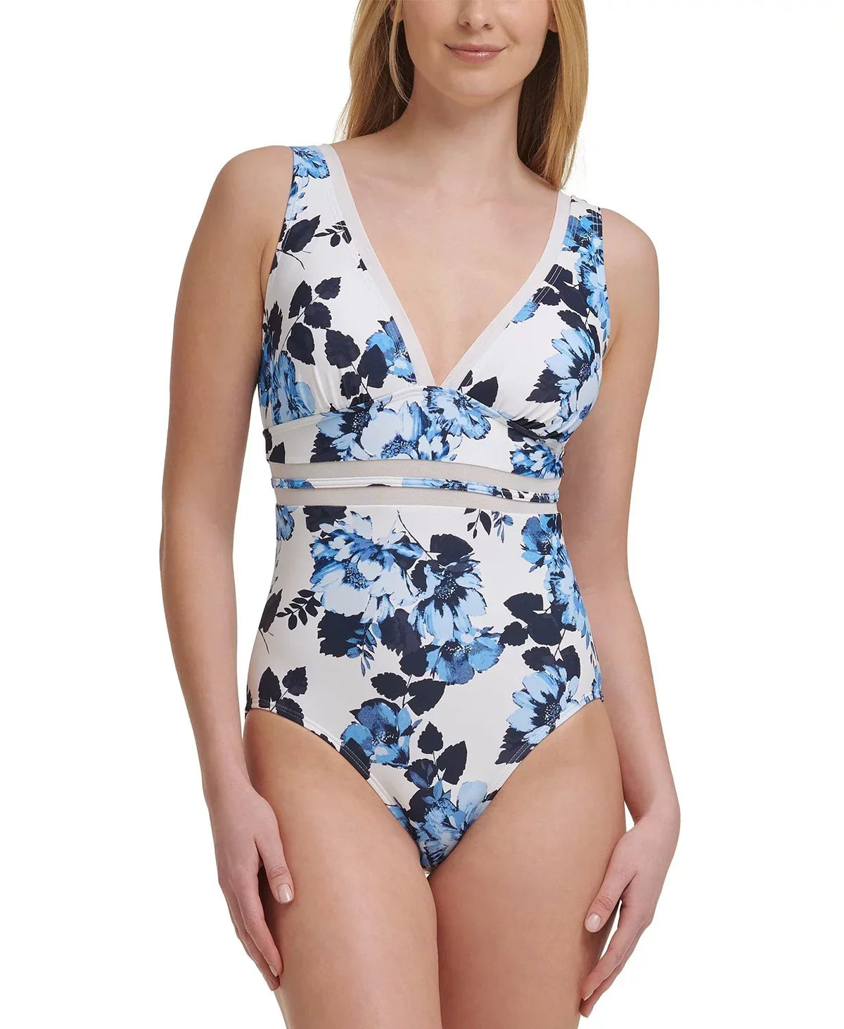 14 Swimsuit, MONTAUK US Floral-Print Tommy One-Piece Mesh-Inset FLORAL Hilfiger