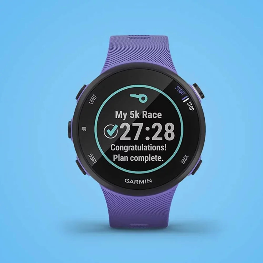Heart 45S Fitness Daily (Refurbished) GPS Burn) Forerunner Running & Bundle Monitor (Iris) Suite Rate - Garmin (WEYV, Vibes, 010-N2156-01 Restored Wellness With Yoga Smartwatch