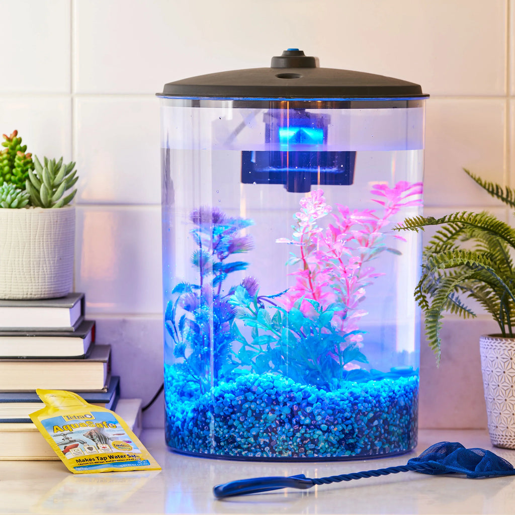 Aquarium Power Filter with LED Aqua Light and Plastic 3-Gallon Culture