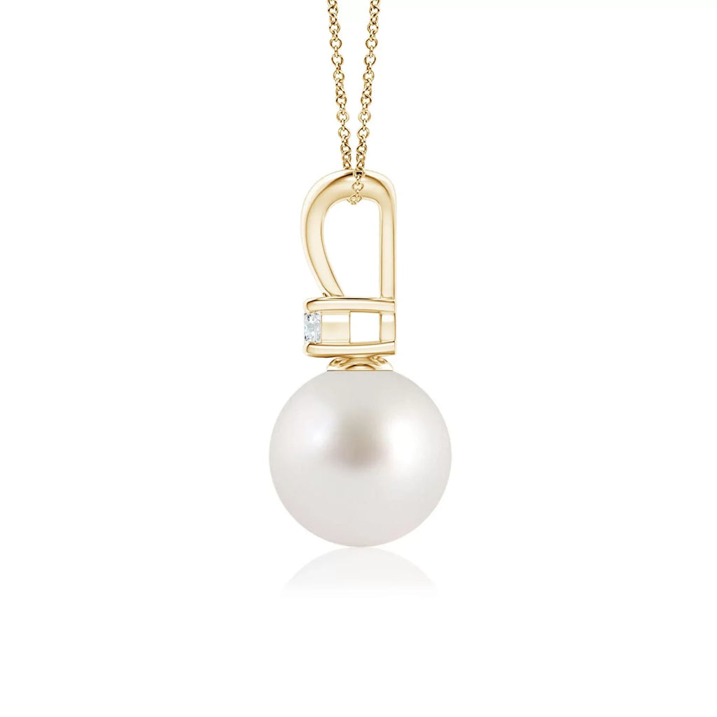 Cultured Jewelry for Yellow Girls Angara Wedding, (Grade-AAA|Size-8mm) Birthstone 14K in Her Necklace Birthday, Gold Pendant South for Sea Women, Pearl June Valentines Gifts V-Bale Day Engagement,