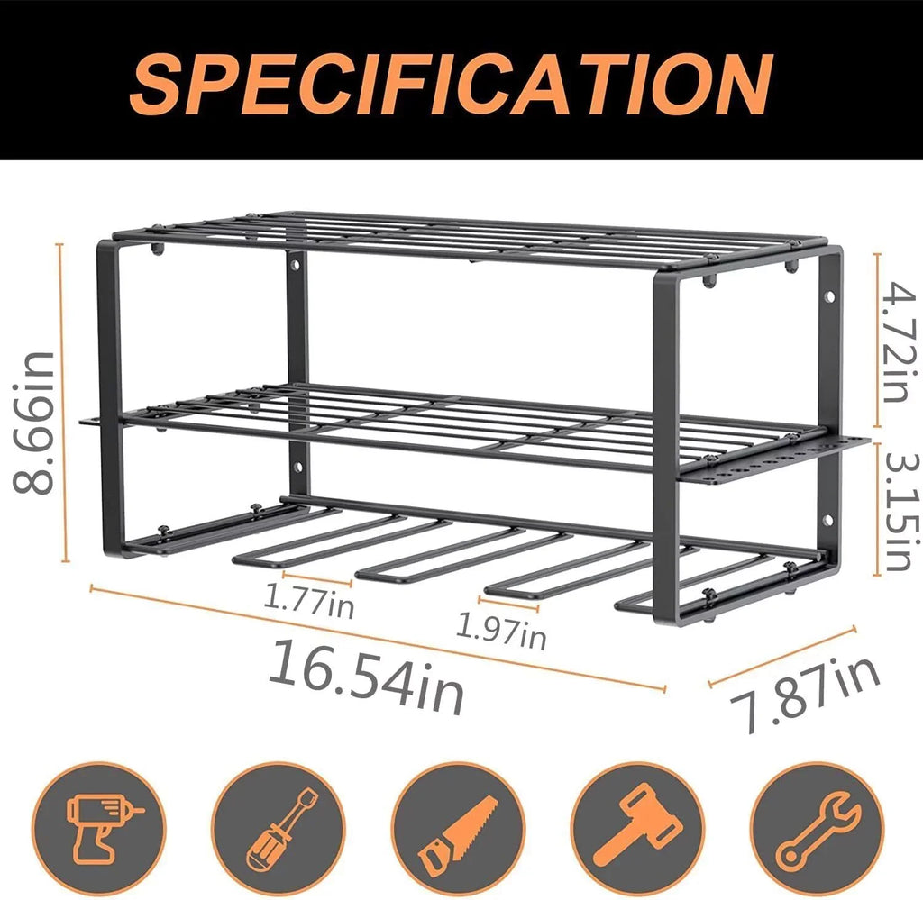 Holder, Power Organizer Cordless Wall-Mounted 2PCS Drill Tool Rack Duty Heavy