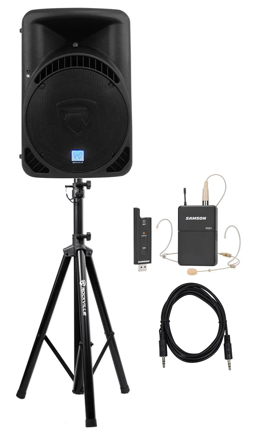 Speeches For w/ 15" System Rockville Sermons, Speaker Sound Headset Church Mic