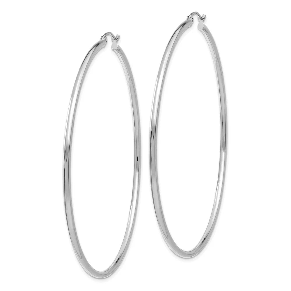 Real and 14kt Men Earrings; 2mm for Hoop Women Gold and White Adults Teens; Tube Polished for