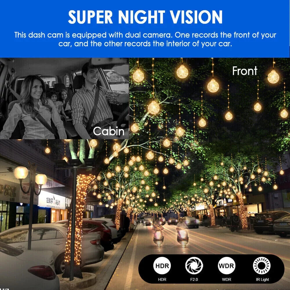 w/ JahyShow Camera Cam Car G-Sensor DVR Front 1080P Dash Recorder Lens Video Dual Inside