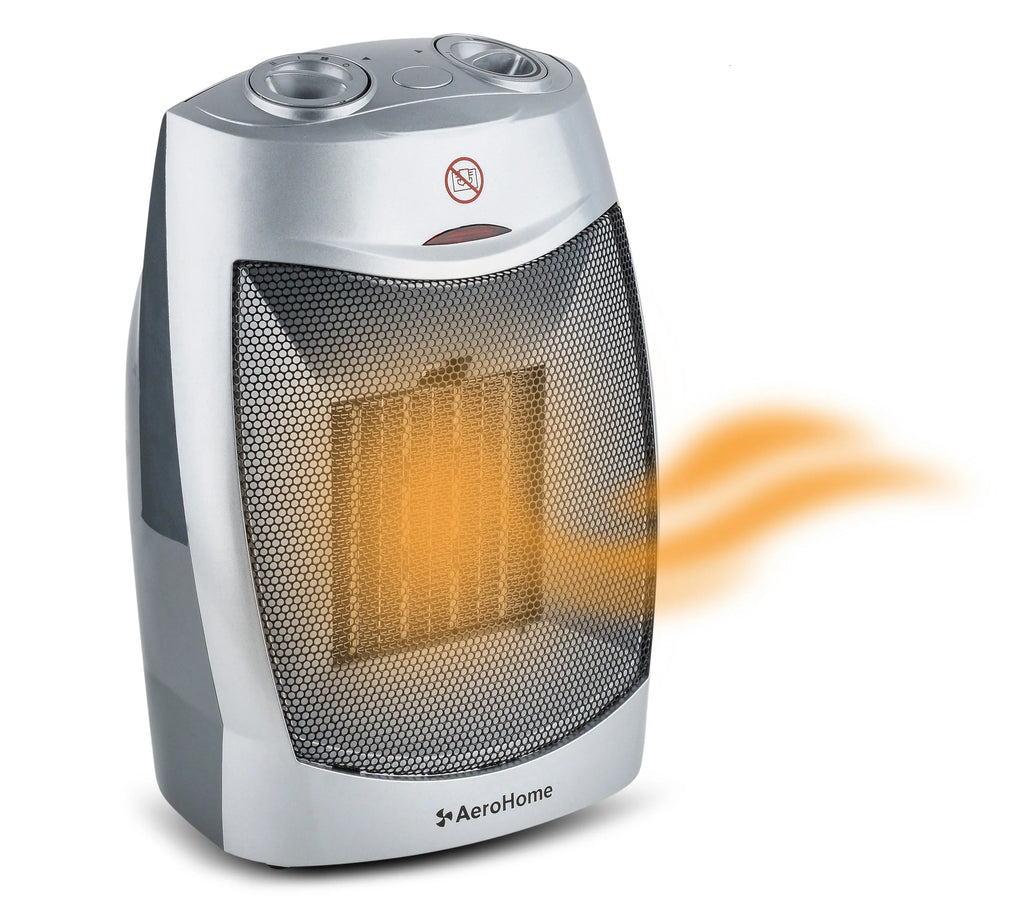 with Space AeroHome Adjustable Thermostat, 1500W Electric Silver Heater Personal Ceramic