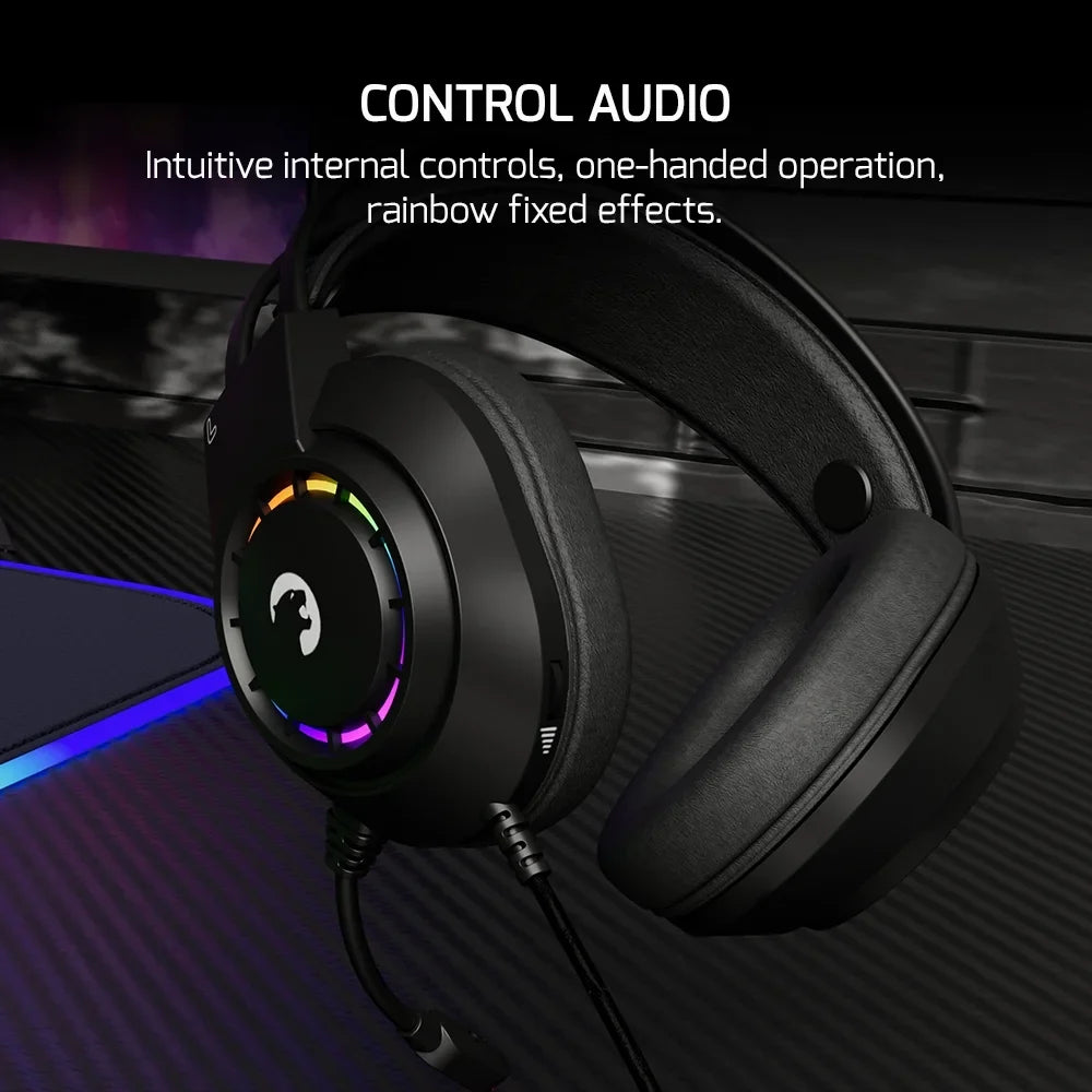 Sound, Noise with 7.1 - Design, Virtual Surround for GAMEPOWER Led Wired Headphones 360 Voldon Headset Playstation, Drivers, PC, PS4, Black Cancelling Gaming Spatial Comfort Audio, USB PS5, Mic 50MM