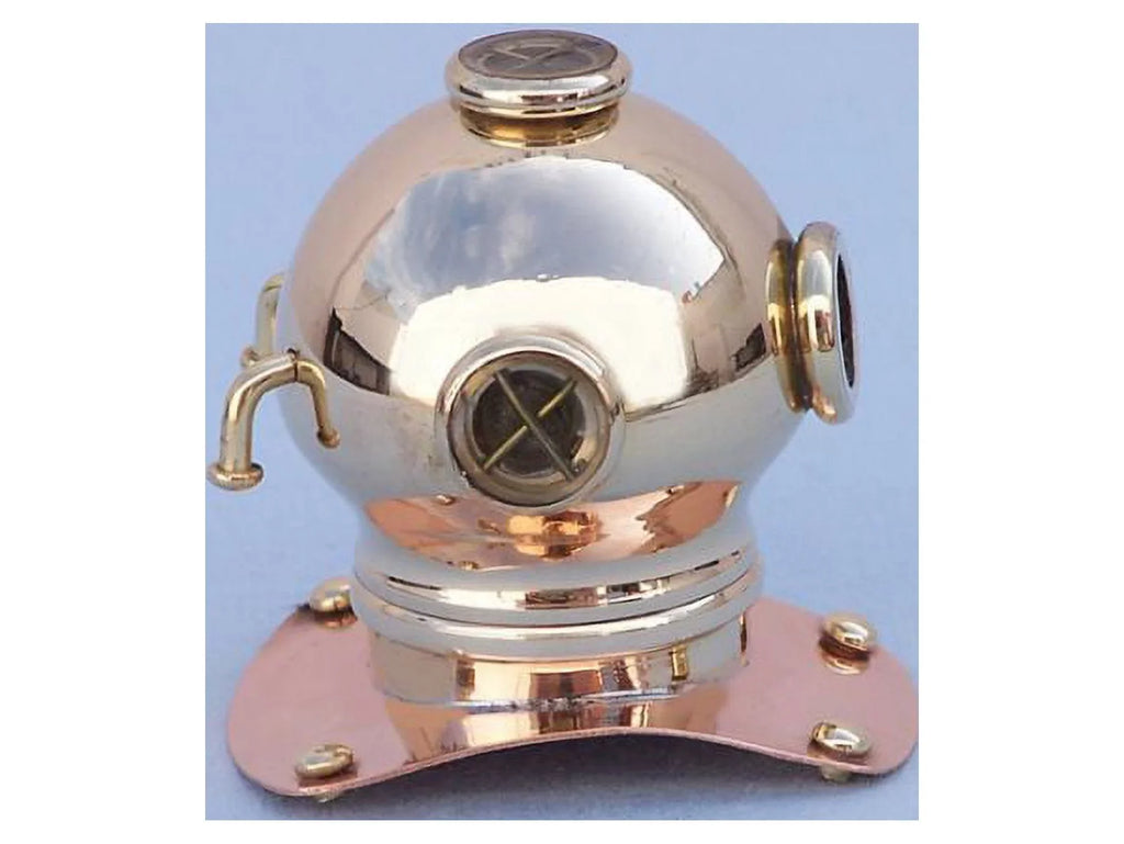Brass-Copper Accent Helmet Decorative Paper Weight Diving in. Model Handcrafted 3 Ships