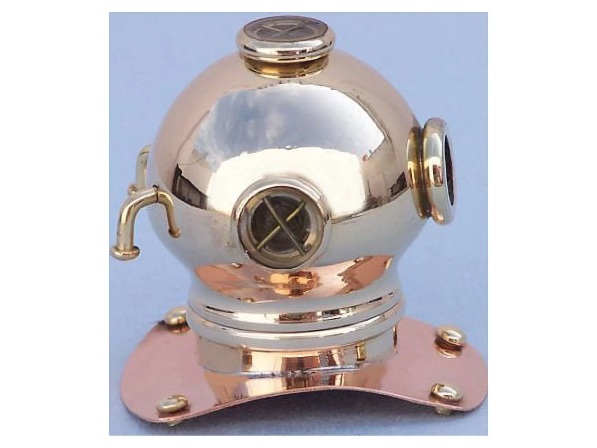 Brass-Copper Accent Helmet Decorative Paper Weight Diving in. Model Handcrafted 3 Ships