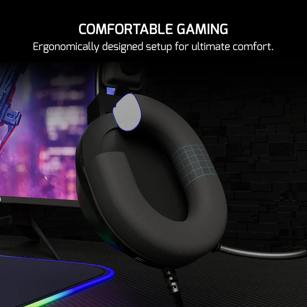 Sound, Noise with 7.1 - Design, Virtual Surround for GAMEPOWER Led Wired Headphones 360 Voldon Headset Playstation, Drivers, PC, PS4, Black Cancelling Gaming Spatial Comfort Audio, USB PS5, Mic 50MM