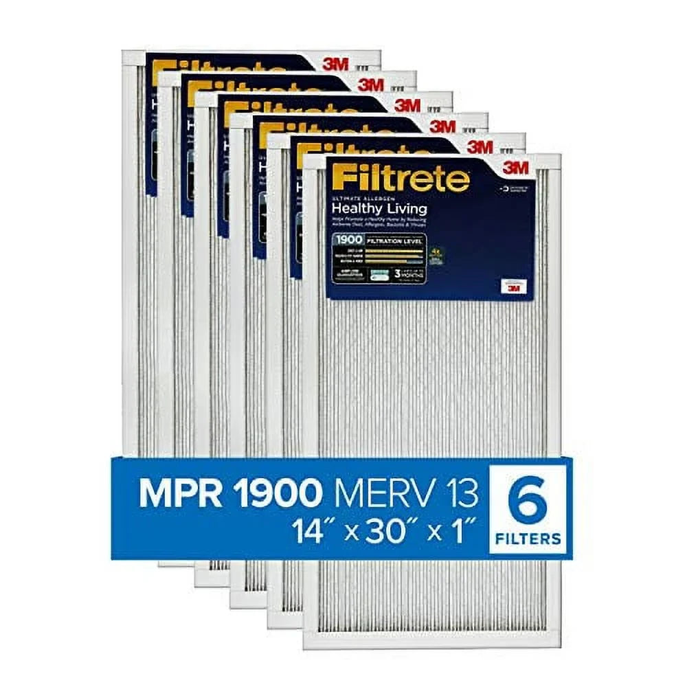 0.78) Ultimate 1900, Air Filtrete 13.81 dimensions 14x30x1, 6-Pack x Furnace Healthy (exact 29.81 Living Allergen, MPR x AC Filter,