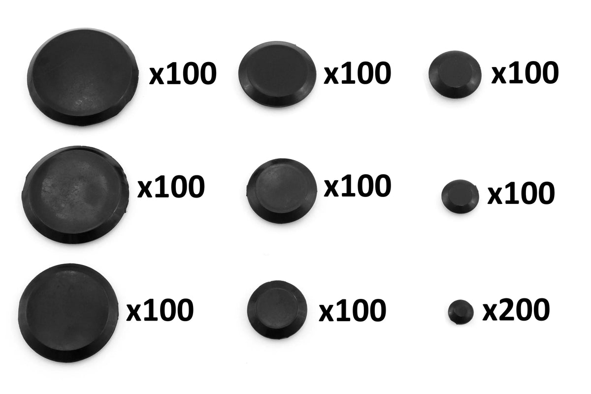 Sizes 1-1/4, for Inch 1/2, Sheet Hole and 1-3/4 for 1-1/2, Plug Assorted Mount 1000 Piece Black 2 Red Auto 1, Body Holes and 3/8, Metal Auto Hound Assortment Flush 1/4, 3/4,