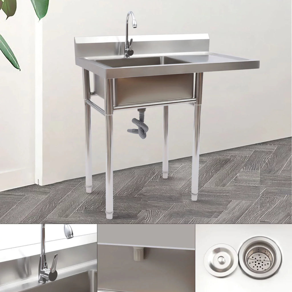 Steel Drainboard and Utility Stainless Commercial Use 23.6* Sink Kitchen 39.3* 36.7in for Sink Home