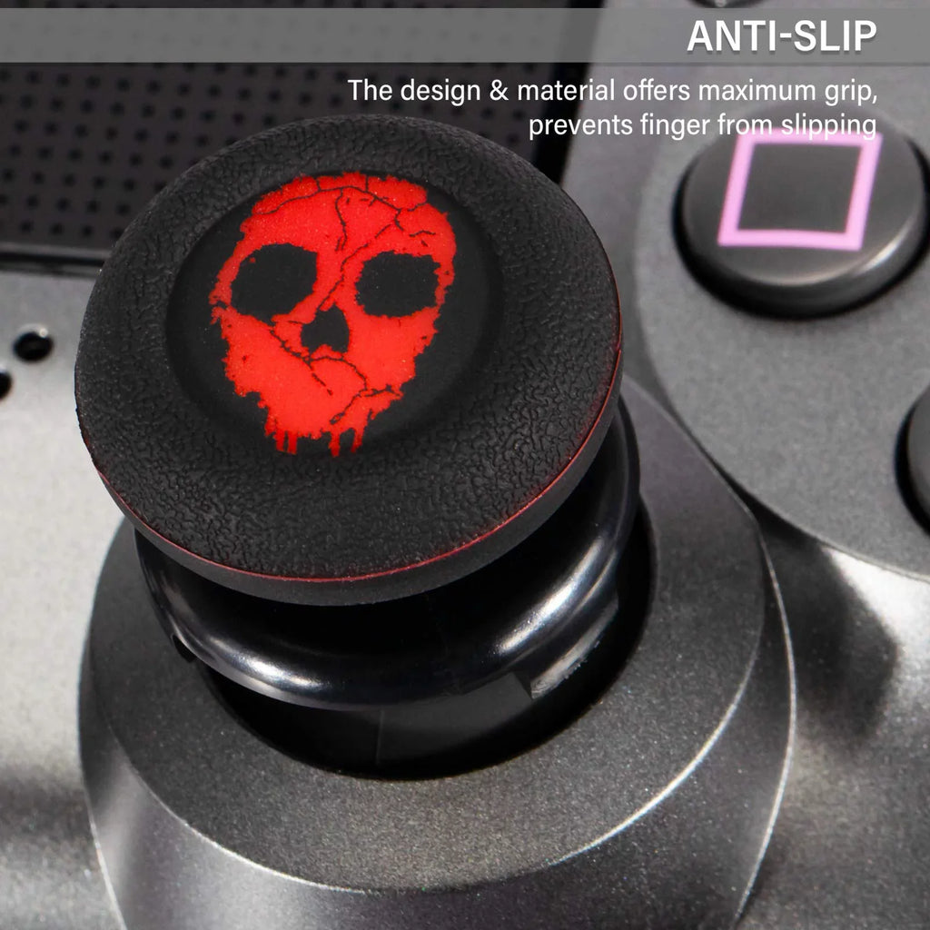& 2 Sets PS4 Cover Silicone (Ghost Dualsenese Printing Controller Playrealm PS5 Rubber for Thumbstick FPS Extender Red) & Grip