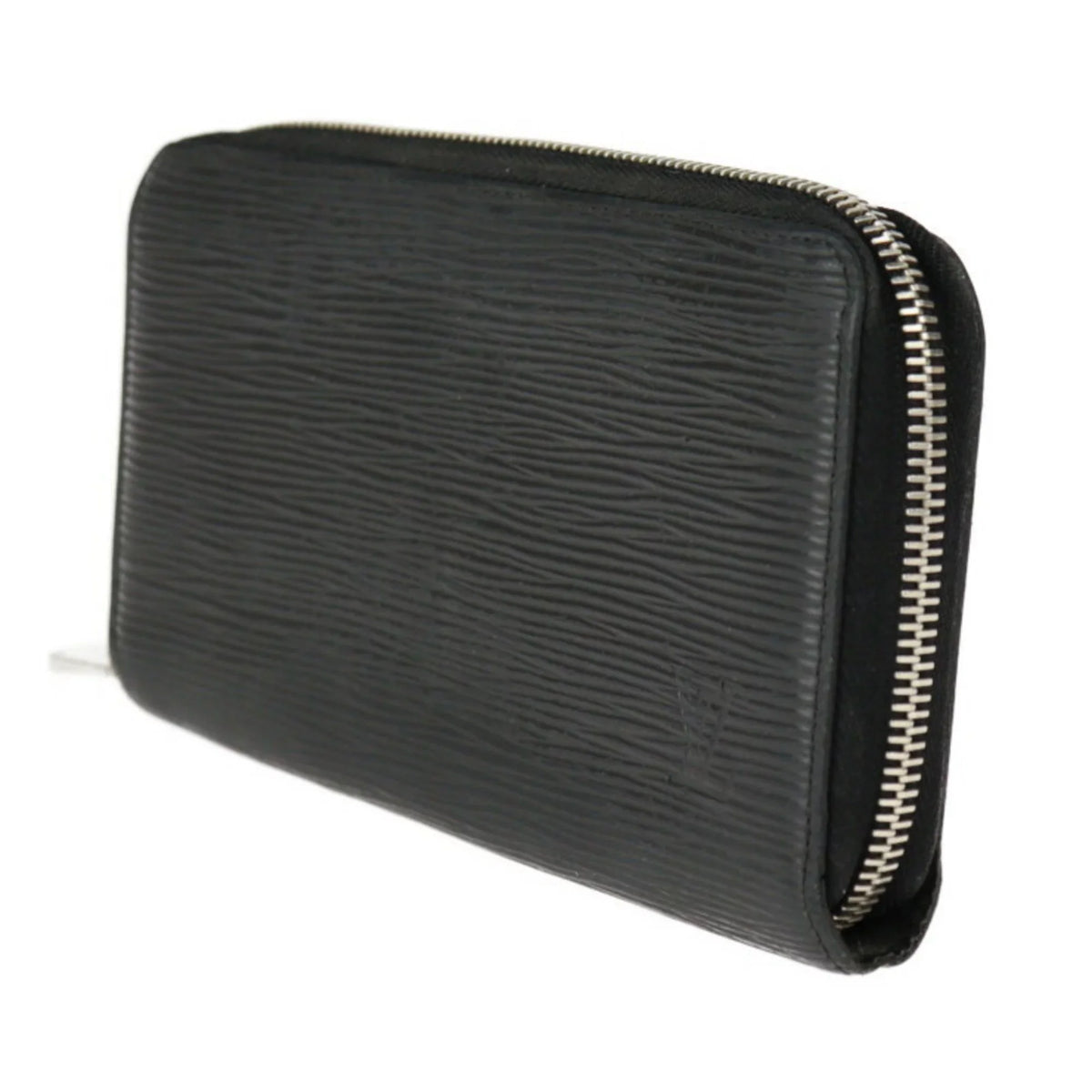 Long Louis Zippy Round Vuitton M61857 VUITTON Black Pre-Owned Leather Wallet Hardware Zipper Silver (Good) LOUIS Epi