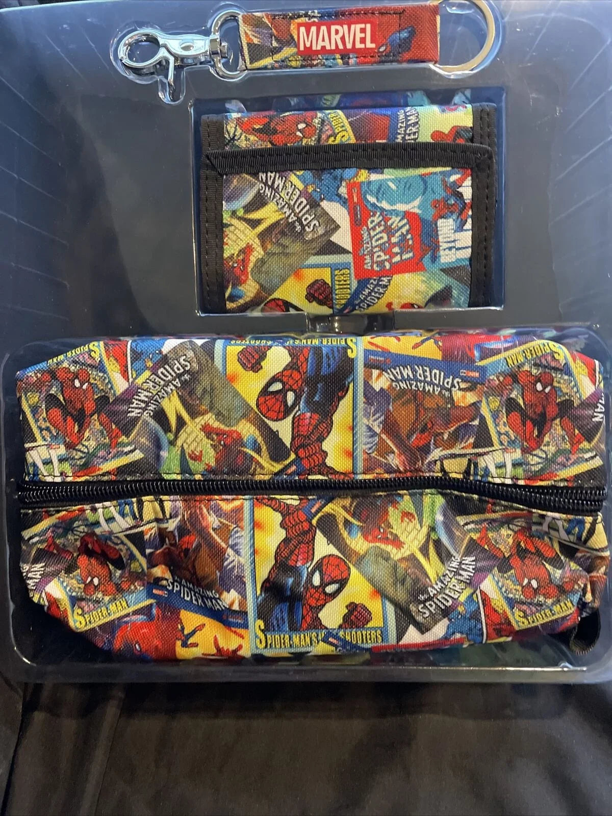 Toiletry Fob Key Set Wallet, Spiderman Comic Accessory Piece 3 Kit & Includes