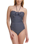 Navy Swimsuit, Hilfiger 10, One-Piece Striped Tommy